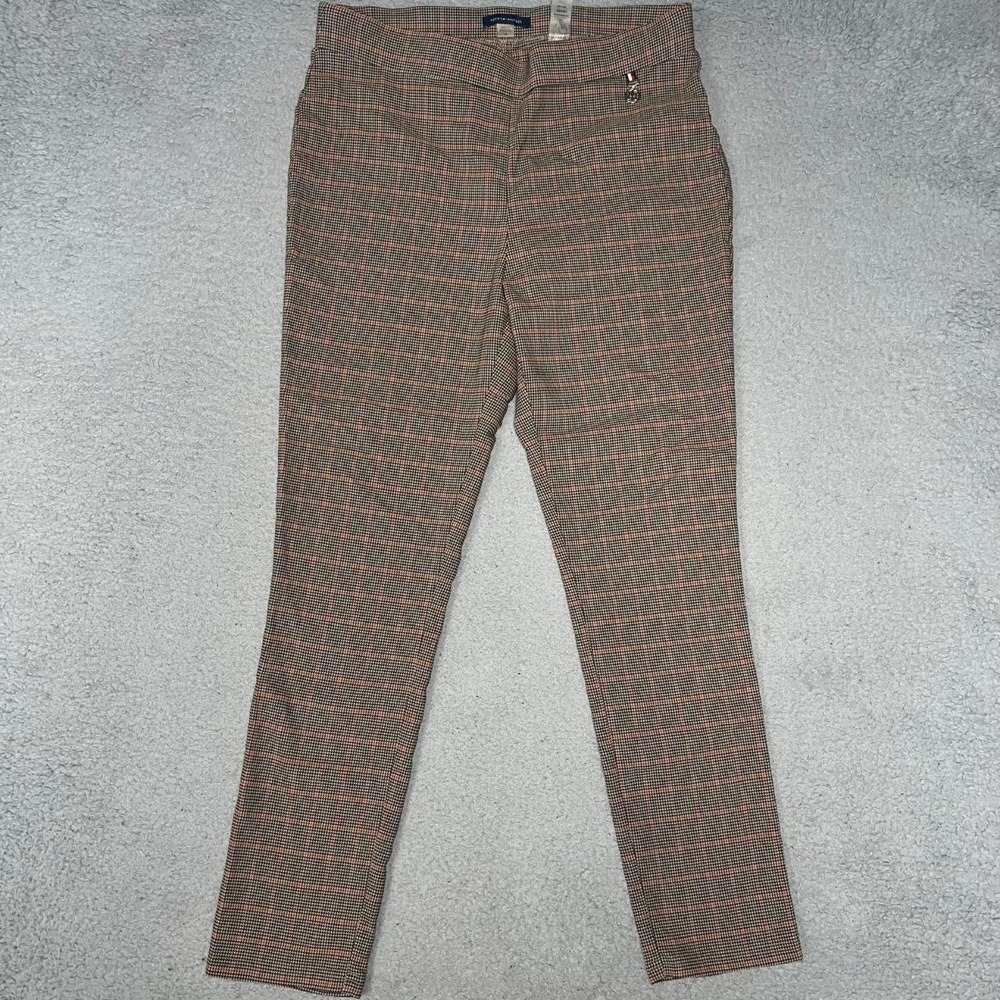 Tommy Hilfiger Dress Pants Women Sz 14 (32x27.5) Brown Houndstooth Ankle Trouser